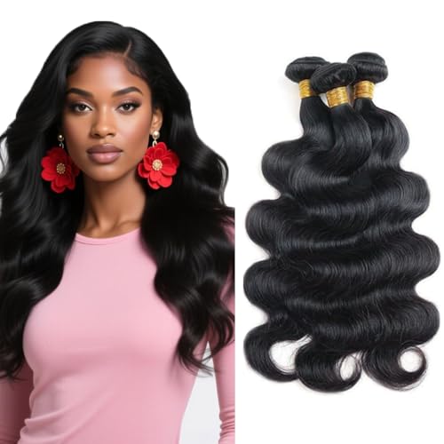 Human Hair Bundle Natural Black Body Wave Bundles 24 26