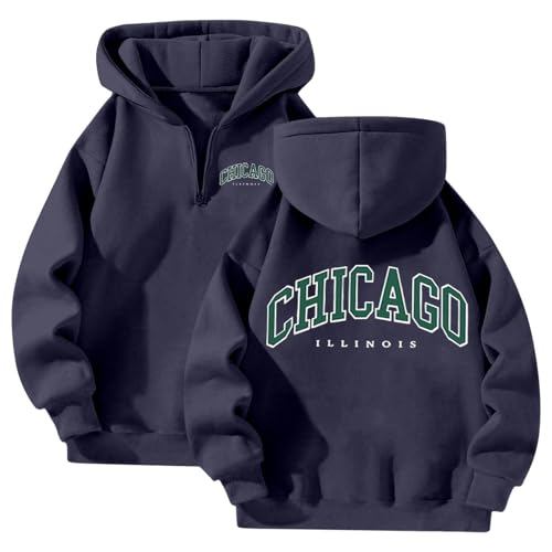Chicago - Sudaderas con capucha para mujer, bonitas, deportivas, esenciales, con capucha, cómoda, con cremallera, ropa casual para otoño, divertida, occidental, Workou Country, moderno, backwoods
