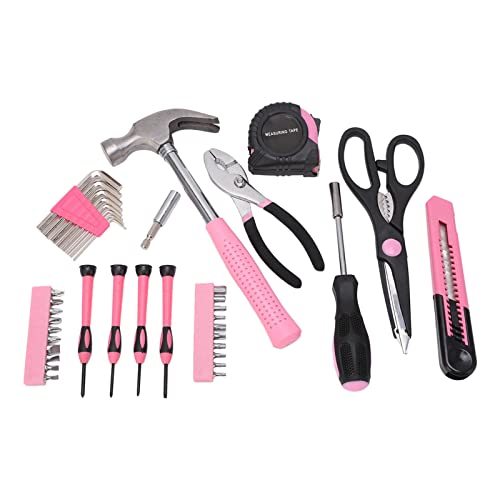 Kit de herramientas combinado portátil de 39 piezas rosa miniatura 3