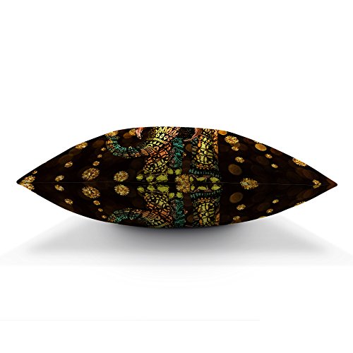 Moslion Elephant Pillow Case Aztec Gold Elephant With Gold Rain Shine Flicker Glow Jewelry Stones Light Throw Pillow Case 18" X 18" Inch Cotton Linen Cushion Cover For Men Women Gold Black #TOP1