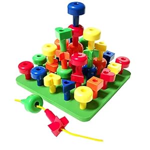 ljym88 Stacking Peg Board Set speelgoed, pedagogisch mozaïek pegboard, vroeg leren button art game, creativiteit en…