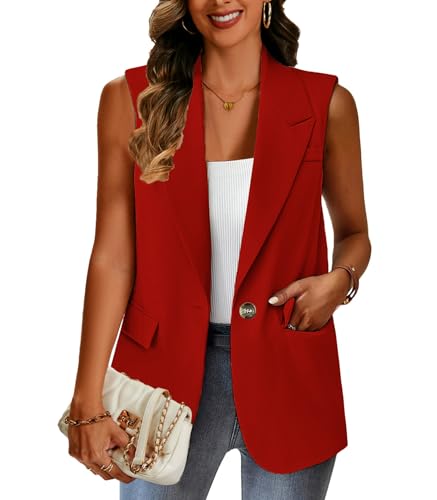 Sleeveless Blazer Vests for Women 2025 Trendy，Fully Lined Fashion Casual Work Office Suit Vest with Pockets2