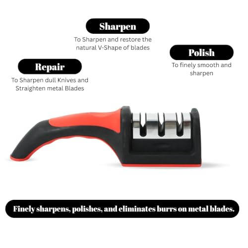 Image of Knife Sharpener Manual 3 Stage Knives Sharpner Tool Advanced Knife Sharpener for Kitchen Knife Sharpner Knives Sharpening Tool for Steel Knives