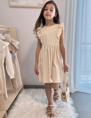 Arshiner Toddler Girl Dresses Ruffle Sleeve Dress for Girl Kids Summer Casual Beach Backless Sundresses with Pockets 2-6T4