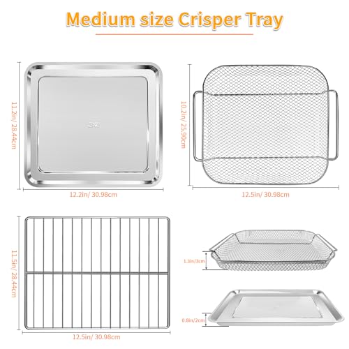 GWY Baking Tray Basket Wire Rack Set for Emeril Lagasse 26 QT Convection Toaster Oven Extra Large Air Fryer With French Doors Tray Set Accessories Grill Plate Crisper Plate Replacement Parts - Thumbnail 2