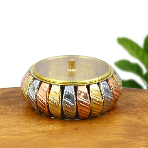 Image of INTERNATIONAL GIFT Aluminium Dual Jar Set with Tray & Acrylic Lids - Dry Fruit & Mukhwas Server in Velvet Gift Box for Festive Gifting