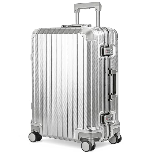 LUGG Solo Explorer 20 Inch Cabin Suitcase with Protection Cover - Alluminium Hard Frame Trolley 37L Lightweight Travel Luggage 360 Spinner Wheels TSA Lock Scratch & Water Resistant (55x38x22cm)