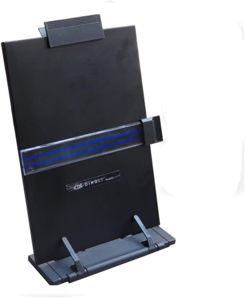 Desktop Document Holder Stand, Black Metal File Organizer Management Copyholder for Typing Speech Reading A4 Letter Music Book Tablet Office, with Paper Clip and Line Guide