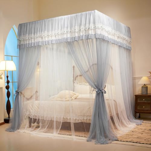 HDSDVNON Conjunto De Dosel Y Mosquitero For Cama De Princesa: Diseño De Encaje Lujoso De 4 Postes, Doble Capa con Entrada Lateral For Dormitorio De Niña.(#7,53' W x 78' L (Pack of 1))