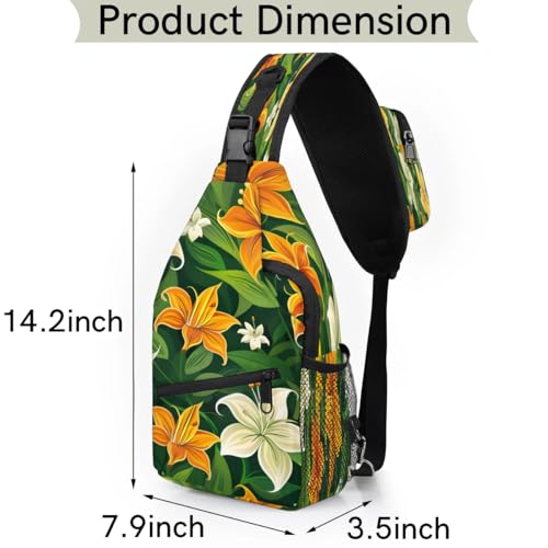 Sling bag unisex con diseño floral para senderismo miniatura 2