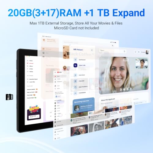 Image of Jeazans Tablet, 10.1 inch Android 16 Tablet, 20GB RAM 64GB ROM 1TB Expand, 6000mAh Battery, Dual 5MP+8MP Camera, 1280x800 IPS HD Touchscreen, Widevine L1, Wi-Fi 6 BT 5.4 GMS Certified, Face Unlock