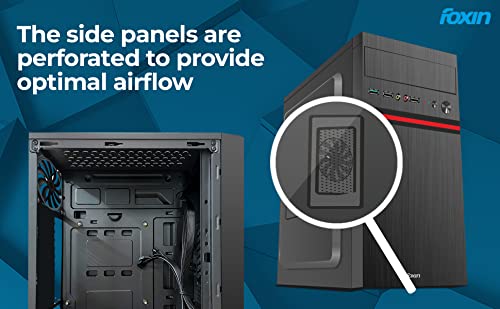 Image of Foxin Race Desktop Computer Case /PC Cabinet - with Steel Metal Body | All ATX Motherboard Compatible | Color Metallic Black