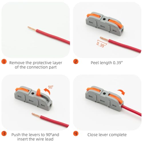 Image of ZIVIK Push Wire Connector, 40Pcs 1 in 1 out Universal Connection Terminals, Circuit Inline Splices Electric Cable Connectors, Clamp with Actuation Lever, 4 mm Conductor Clamp (40, 1 In 1 Out)