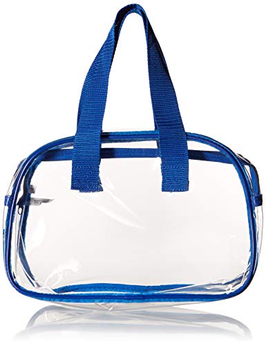 Clear Purse that is Event Stadium Approved. Clear Handbags for Cosmetics, Makeup, and Travel. Clear Bag Made of Transparent Plastic (Blue)