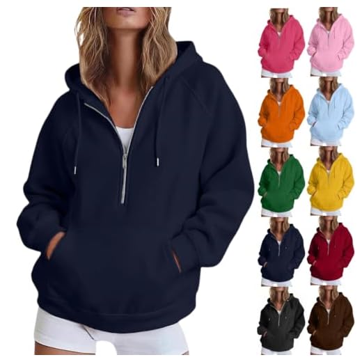 CSVBVSQ Half Zip Pullover Women,Navy Sweatshirt Women Casual Long Sleeve Oversized Hooded Sweatshirts Y2k Fall Fashion Trendy Zipper Hoodies(Navy,Medium)