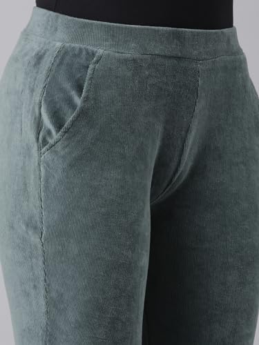 Image of GO COLORS Solid Corduroy Treggings for Women | Warmtech, Mid Rise, Side Pocket