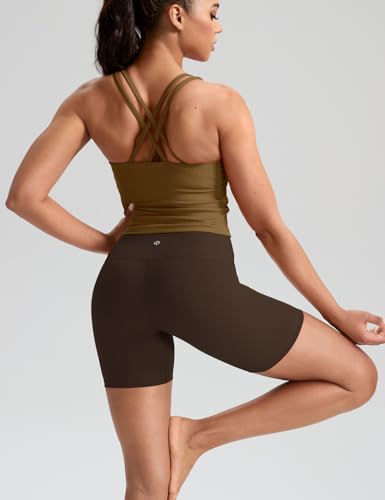 Image of HeyNuts Zeal Bras Longline Ribbed Medium Support Sports Bras, Crisscross Back Tank Tops with Removable Pads A-D Cups