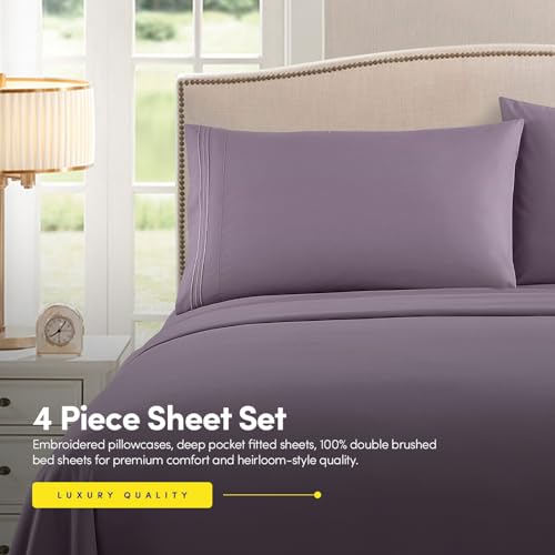 Image of 1500 Supreme Collection California King Sheet Sets Plum - Luxury Hotel Bed Sheets and Pillowcase Set for California King Mattress - Extra Soft, Elastic Corner Straps, Deep Pocket Sheets Plum