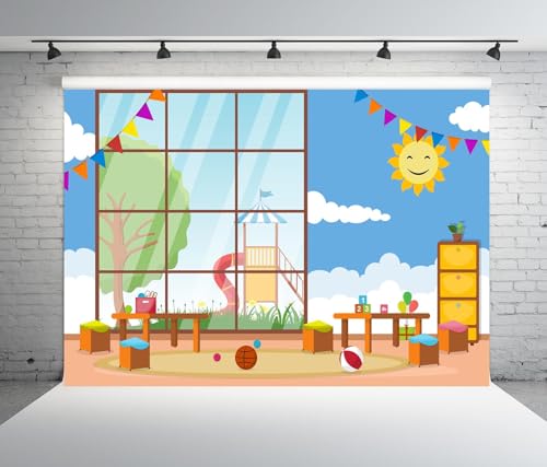 Fondo de Tela 7x5ft para Aula Infantil miniatura 3