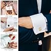 COMNICO 4 Pairs Cufflinks for Men Classic Tone Cuff Links Fashion Men Cufflinks Gold Striped Disc Square Rectangle Cuff Links for Business Wedding Party Gift Box #2