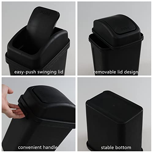 Caneca de basura rectangular 7 L negra, pack de 4 miniatura 2