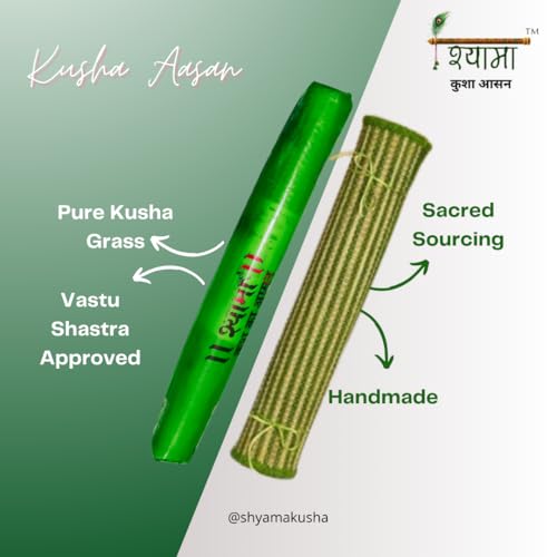 Image of SHYAMA KUSHA AASAN (Kusha Grass and Wool Aasan for Puja, Meditaion & Japa 60 * 60 CM With Cover) (GREEN)
