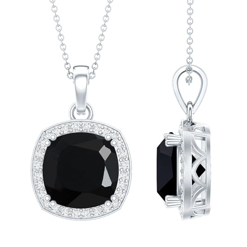 Rosec Jewels Certified 6 Carat Lab Grown Black Diamond Statement Necklace Aaaa Quality Black White Necklace - Fine Jewelry For Women 925 Sterling Silver With Chain