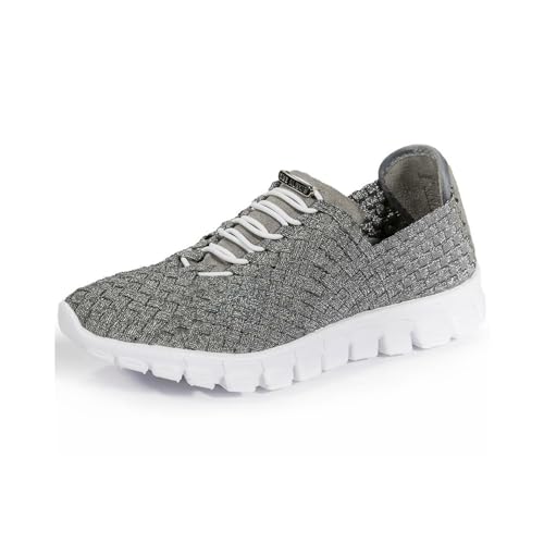 Image of Zee Alexis Women's Danielle Sneakers | Breathable Lightweight Flexible Casual Comfortable Slip-On No-Tie Elastic Laces Woven Shoes