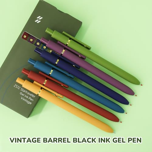 Image of UIXJODO Gel Pens, 6 Pcs Black Ink Pens for Women, 0.5mm Fine Point Smooth Writing Pens, High-End Series Retractable Pens for Journaling Note Taking (6 Pcs Gold Vintage)