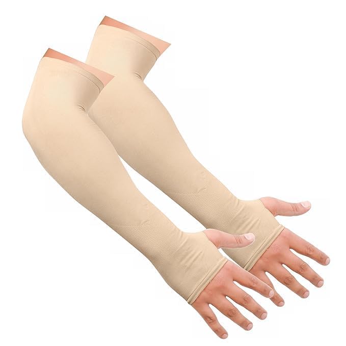 Image of MIZUNA Sun Protection Arm Sleeves Hand gloves For Men & Women,Thumb Holes UPF 50 Arm Cover for Biking,Cricket,Cycling, Golf, Outdoor Sports