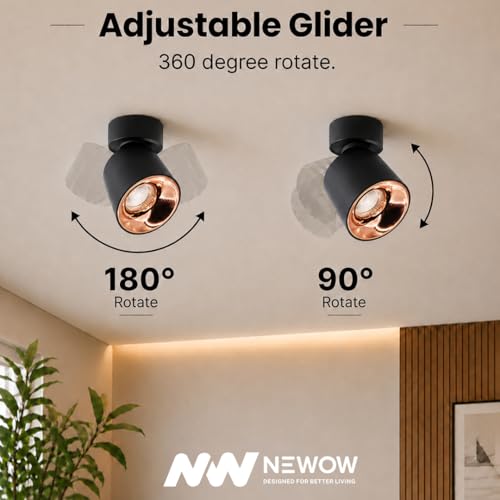 Image of NW 7W Glider SF Moveable Black with Rose Gold Aluminium 360 Degree Adjustable Cylindrical Shape LED Surface Light | COB Light | Wall Light | Spot Light | Light Color- White (Pack of 4)