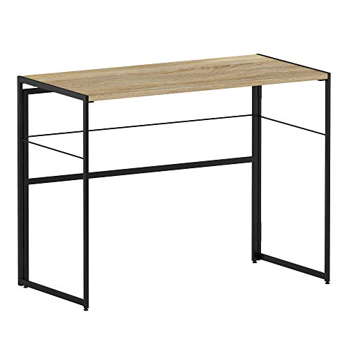 Furinno Riau No Tool/No Assembly/Folding Metal Frame Computer Desk, Sonoma Oak/Black #TOP16