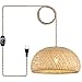 Bamboo Large Plug in Pendant Light with 14ft Handmade Woven Light Cord ...