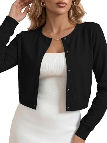 Image of Heymoments Women's Thin Shrugs Long Sleeve Lightweight Cropped Tops Open Front Cardigan for Dress S-2XL