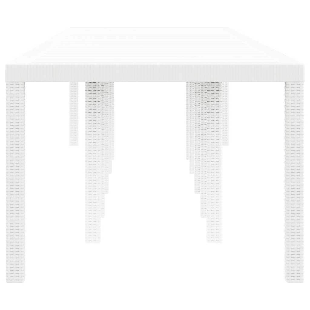 Stół ogrodowy, biały, polirattan, 350 x 100 x 74 cm, prostokątny, stabilny stół tarasowy do ogrodu, na balkon, taras, idealny dla rodziny, gości, pikniku i jedzenia na świeżym powietrzu