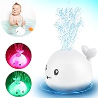 VI AI Baby Bath Toys, Whale Induction Spray Water Toy with LED Light Up, Sprinkler Toy for Baby Kids Toddler Infant Whale Bathtub Toy - White\u2026