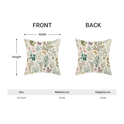 Image of AEIOAE Spring Pillow Covers 24x24 Inch Set of 2,Sage Green Teal Wild Flower Plant Throw Pillows Case,Seasonal Floral Outdoor Decorative Linen Farmhouse Decor Cushion Covers for Home Sofa Bed Couch