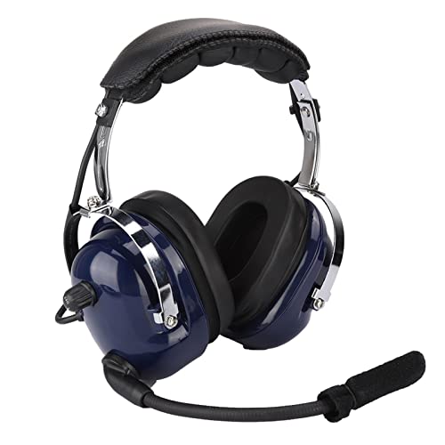 24dB Noise Reduction, Dual Plug Aviation Headset, Windproof Microphone, GA Pilot Headset, Wide Compatibility, Clear Voice and Communication, Adjustable Headband for Pilots