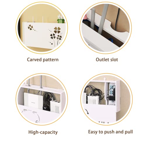 Boîte couverture pour modem et support WiFi mural discret 40x9.5x20 cm