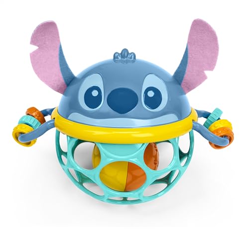 Disney Baby Stitch Oball Rattle by Bright Starts, Easy Grasp Baby Toy with Jingle Ball, Sensory Rattle for Newborn Infant 0-6 Months, Baby Toys 3-6...
