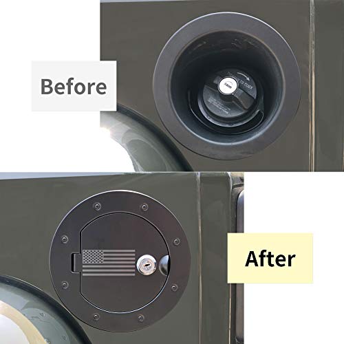 Bestaoo Aluminium Fuel Filler Door Cover For 2007-2017 Jeep Wrangler Jk & Unlimited Sport Rubicon Sahara, Locking Gas Tank Cap Cover For 5Th Wheel Toy Hauler Fuel Station - Usa Flag #TOP3