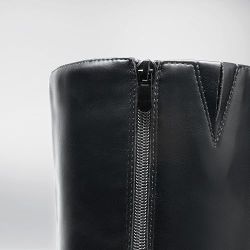 DREAM PAIRS Women's Knee High Boots Chunky Platform Heel Round Toe Boots for Women Side Zipper Stylish Comfortable Tall Boots,Size 7,Black,DWUMKB2516