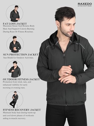 Image of Raincoat for Men Waterproof | Windcheater Jacket for Men | Riding Jacket for Bikers | Water-Resistant Protection with Reflective Safety for Light Rain, Travel & Confidence