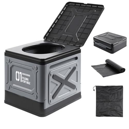 Portable Toilet for Adults – Collapsible Camping Potty, Travel Commode for Car, Boat, Emergency & Outdoor Use – Lightweight & Durable Folding Toilet