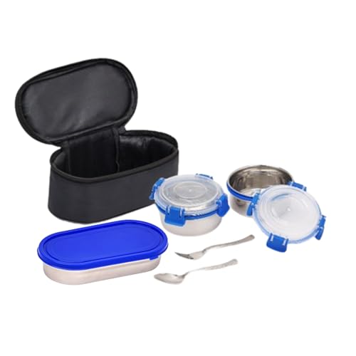 Image of Mumma's LIFE Stainless Steel Lunch Box Suitable for School, Offices and picnics(280 ML) (Black) (BEAM)