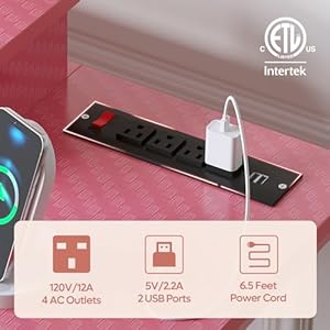 Bestier 52 Inch Gaming Desk with Power Outlets and USB Charging Ports, LED Small Computer Desk with Monitor Stand, Home Office Desk with Cup Holder & Headset Hooks, Desk for Office, Carbon Fiber Pink Bestier 52 Inch Gaming Desk with Power Outlets and USB Charging Ports LED Small Computer Desk with Monitor Stand Home Office Desk with Cup Holder Headset Hooks Desk for Office Carbon Fiber Pink