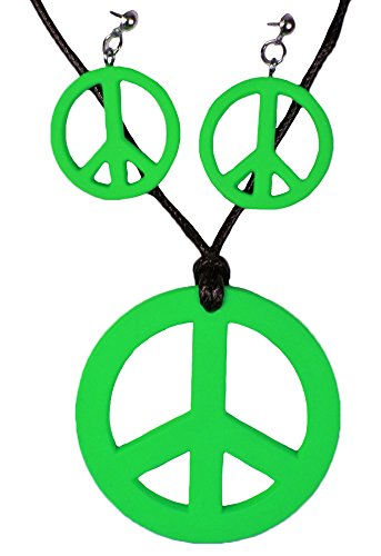 Das Kostümland Juego de 3 joyas Hippie Peace (verde)