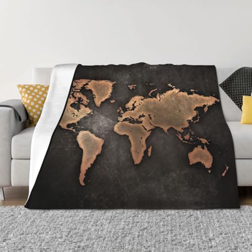 Couverture lit microfibre EdWal imprimée carte du monde rouille - 4