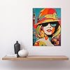 Artery8 1960s London Chic Retro Neon Orange Blue Woman Portrait With Big Ben Vibrant Bold Bright Colourful Painting Large Wall Art Poster Print Thick Paper 18X24 Inch #3