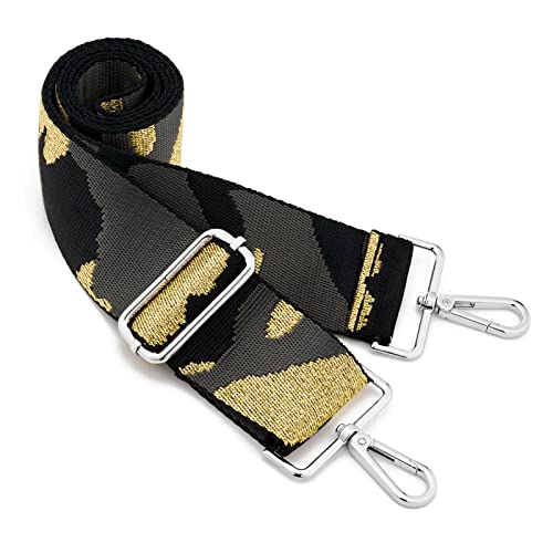 Image of Silvery Buckles Wide Shoulder Strap Adjustable Replacement Belt Crossbody Canvas Bag Handbag